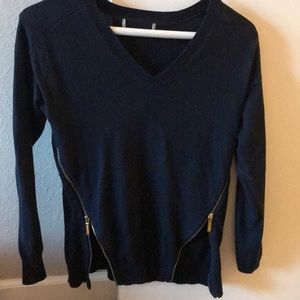 Navy MK gold side zip sweater